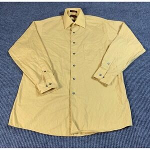J Garcia Shirt Mens Medium M 15.5 Yellow Striped Button Up Grateful Dead Jerry